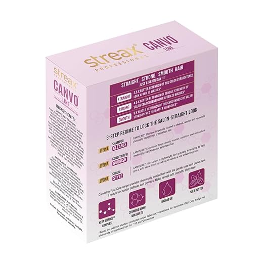 Streax Professional Canvoline Shampoo and Conditioner with Hair Serum combo - 300ml + 240gm +100 ml for Straight hair, Shampoo and conditioner for women & men , shampoo for frizzy and dry hair