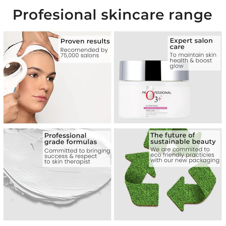 O3+ D-TAN Face Pack for Tan Removal, Brightening & Glow Boosting | For All Skin Types (50gm)