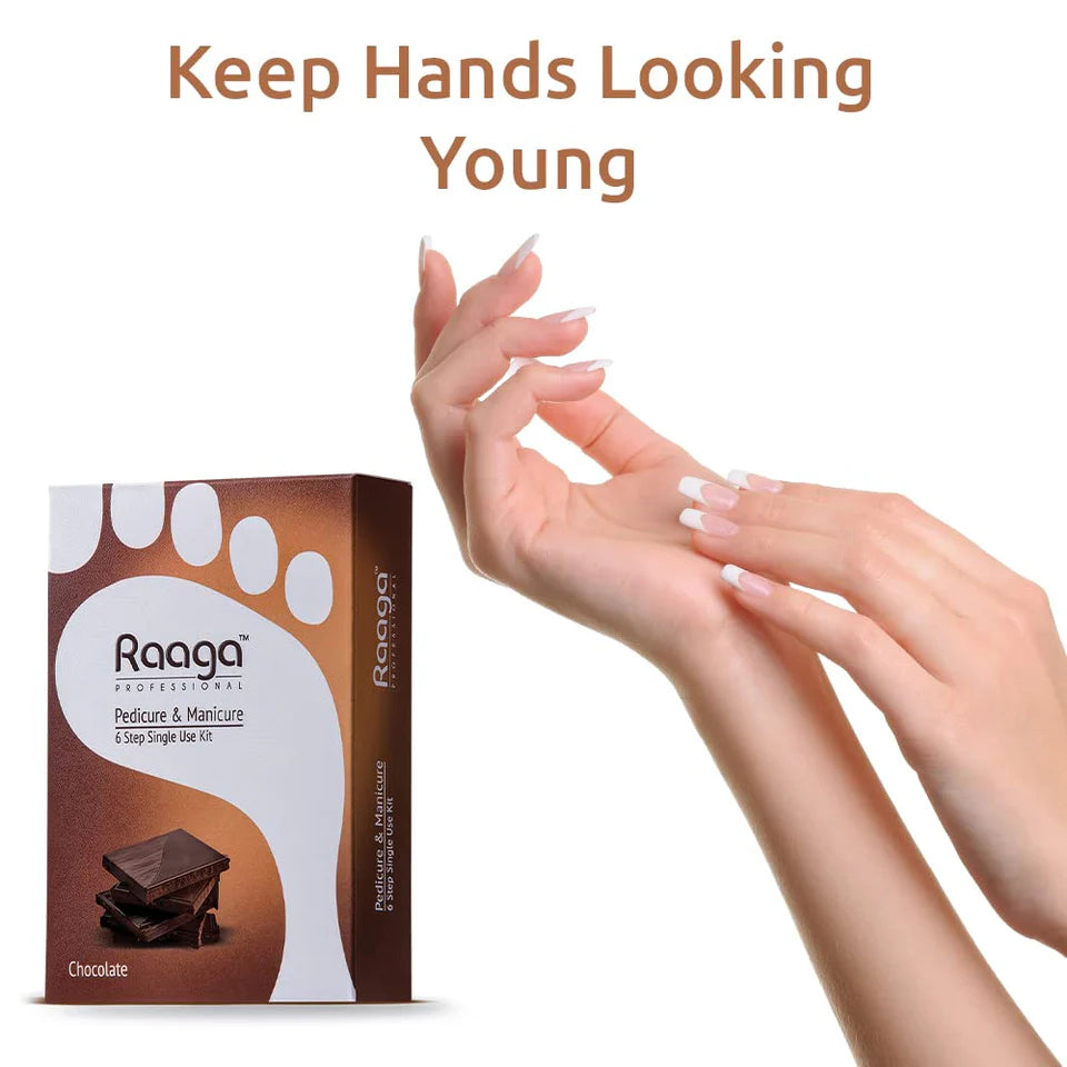 Raaga Professional Chocolate Pedicure and Manicure 6 Step Single Use Kit
