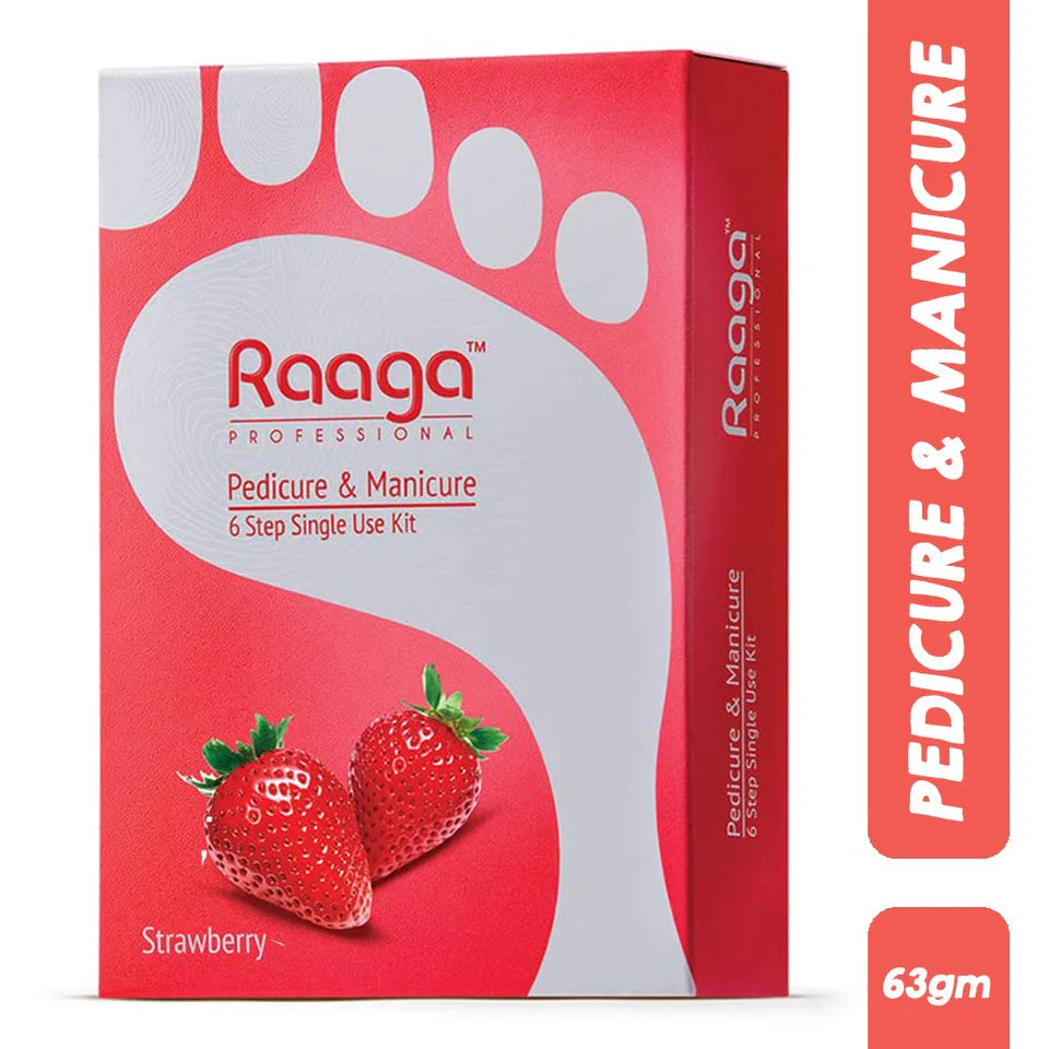 Raaga Professional Strawberry Pedicure and Manicure 6 Step Single Use Kit