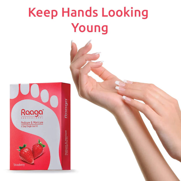 Raaga Professional Strawberry Pedicure and Manicure 6 Step Single Use Kit